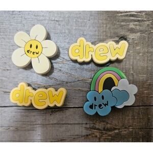 Drew House Justin Bieber Croc Charm Set of 4 Flower Rainbow Logo Shoe Decoration